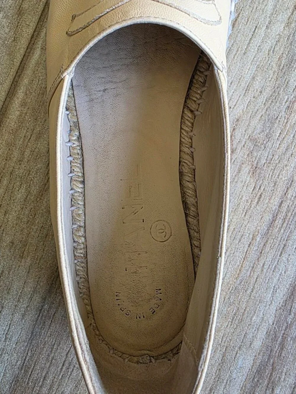 CHANEL  Beige & Black Lambskin Espadrilles Eur. 35